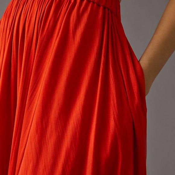 new By Anthropologie Sleek A-Line Skirt medium orange XSP PXS petite - Picture 2 of 5